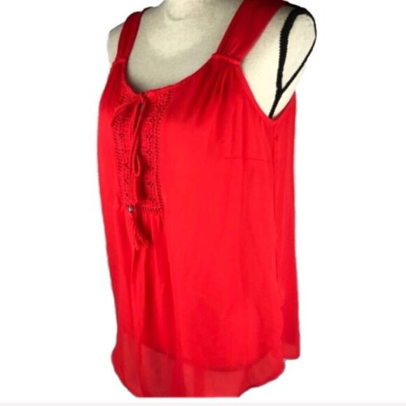 DR2 Lace Bib Tank Top by Daniel Rainn Pleat Back Blouse Sz Small Orangina Womens - Picture 3 of 8